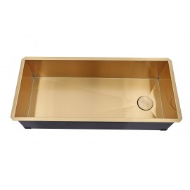 Kingsman Satin Gold Matte Brass Stainless Steel Undermount 16-Gauge Kitchen Sink Single Bowl (42 Inch)
